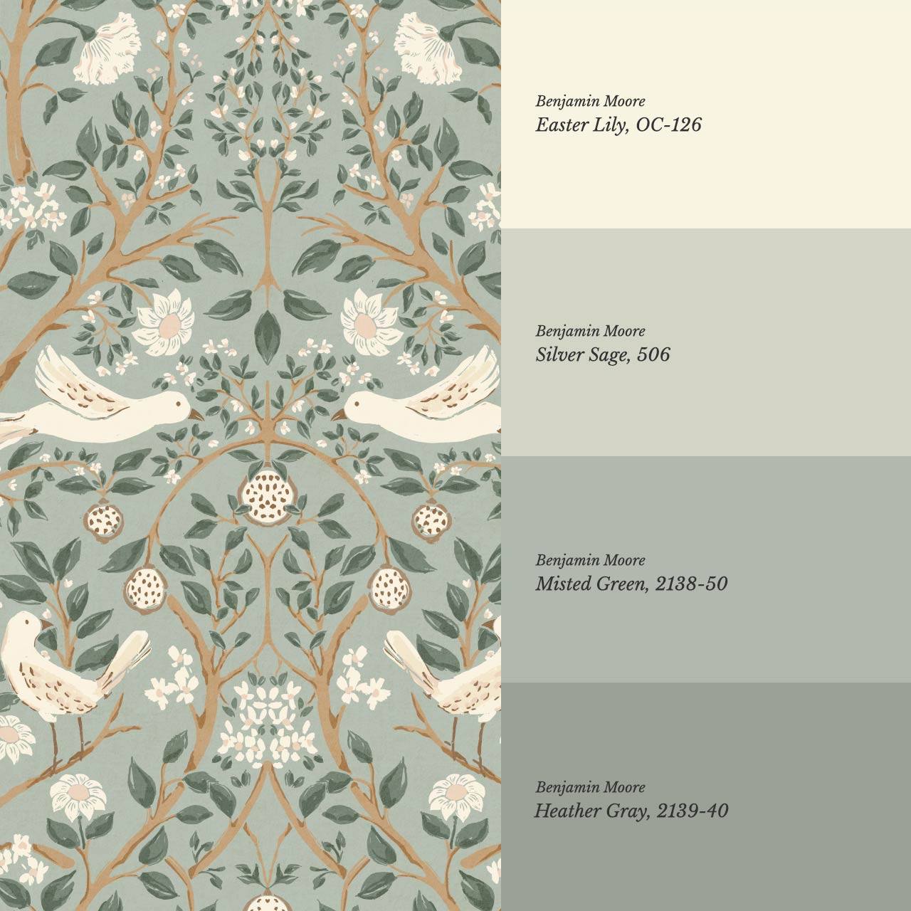 Isabeau Orchard Doves Sage Cream Wallpaper