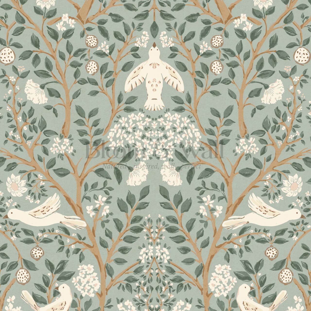 Isabeau Orchard Doves Sage Cream Wallpaper