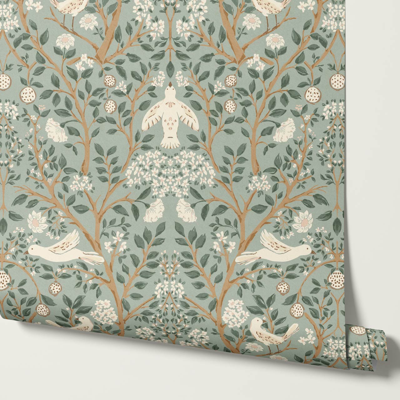 Isabeau Orchard Doves Sage Cream Wallpaper
