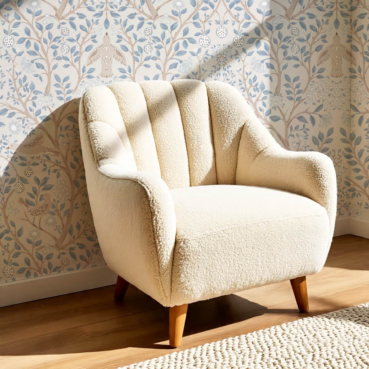 Isabeau Orchard Doves Sky Beige Wallpaper