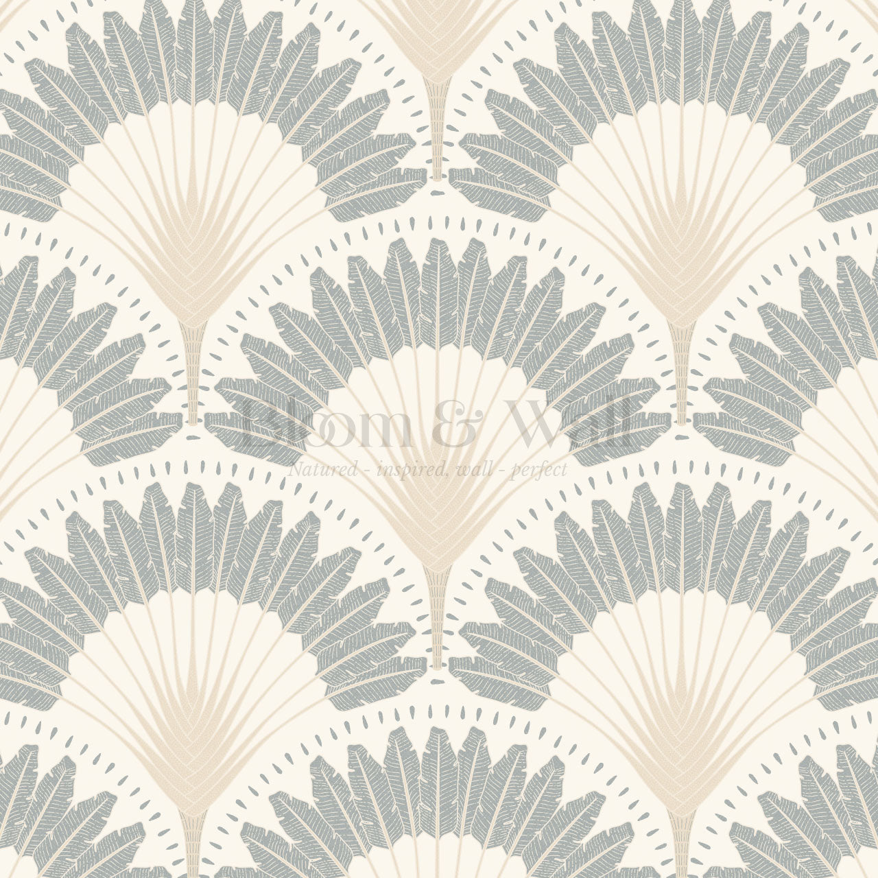 Isabelle Botanicals Palms Neutral Slate Wallpaper