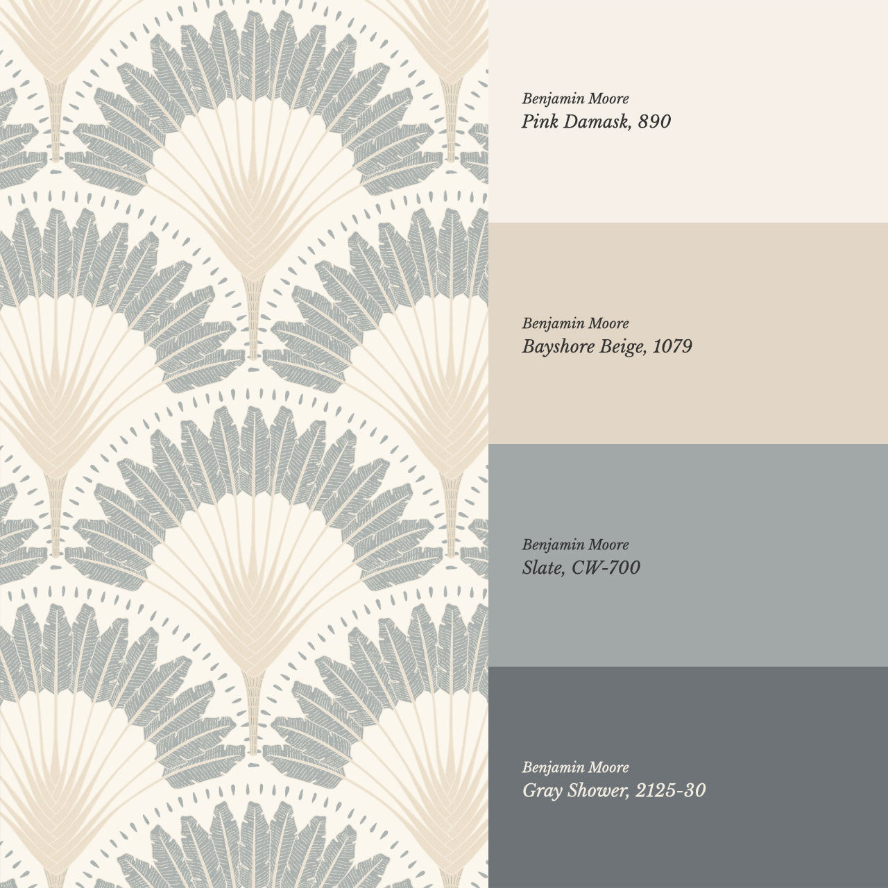 Isabelle Botanicals Palms Neutral Slate Wallpaper