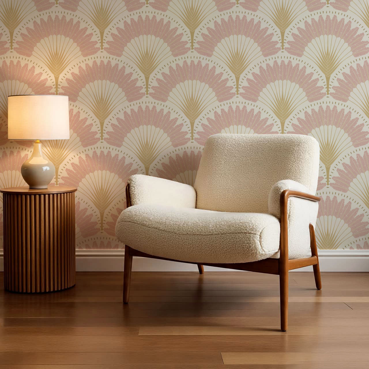 Isabelle Botanicals Palms Blush Wallpaper