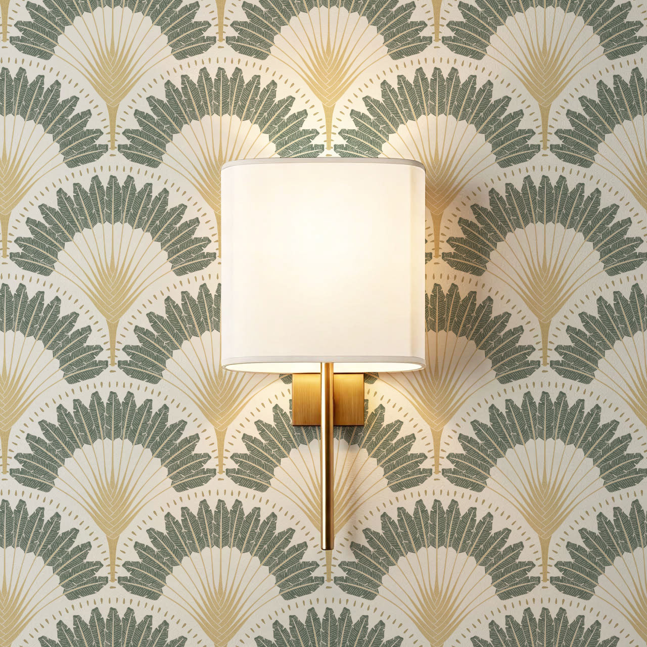 Isabelle Botanicals Palms Sage Wallpaper