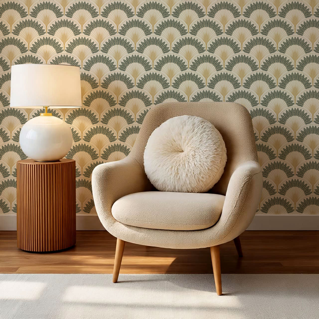 Isabelle Botanicals Palms Sage Wallpaper