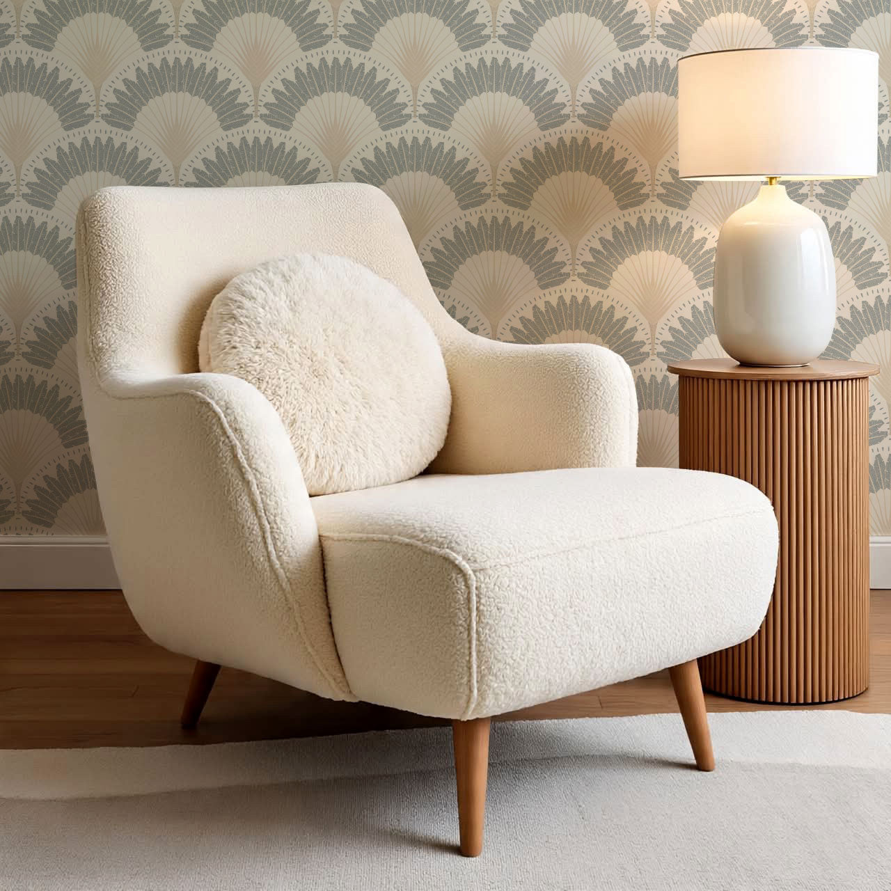 Isabelle Botanicals Palms Neutral Slate Wallpaper