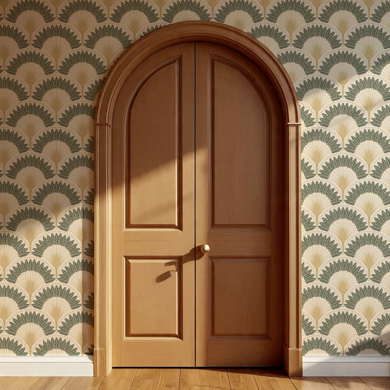 Isabelle Botanicals Palms Sage Wallpaper