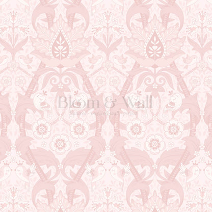 Isabelle Whispering Garden Pink Pastel Wallpaper