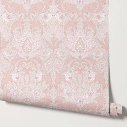 Isabelle Whispering Garden Pink Pastel Wallpaper
