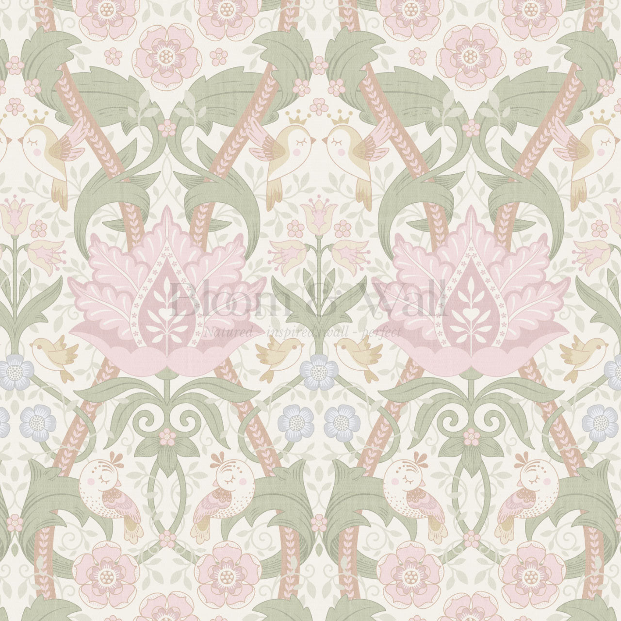 Isabelle Whispering Garden Cream Blush Wallpaper