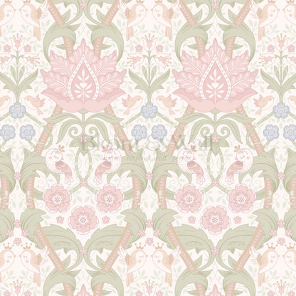 Isabelle Whispering Garden Cream Blush Wallpaper
