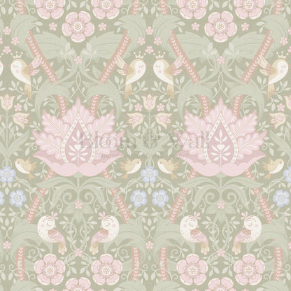 Isabelle Whispering Garden Sage Pastel Wallpaper
