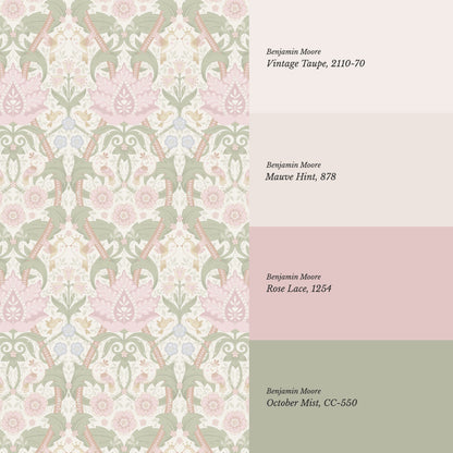 Isabelle Whispering Garden Cream Blush Wallpaper