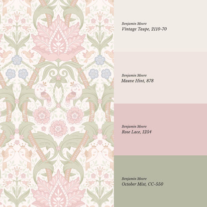 Isabelle Whispering Garden Cream Blush Wallpaper