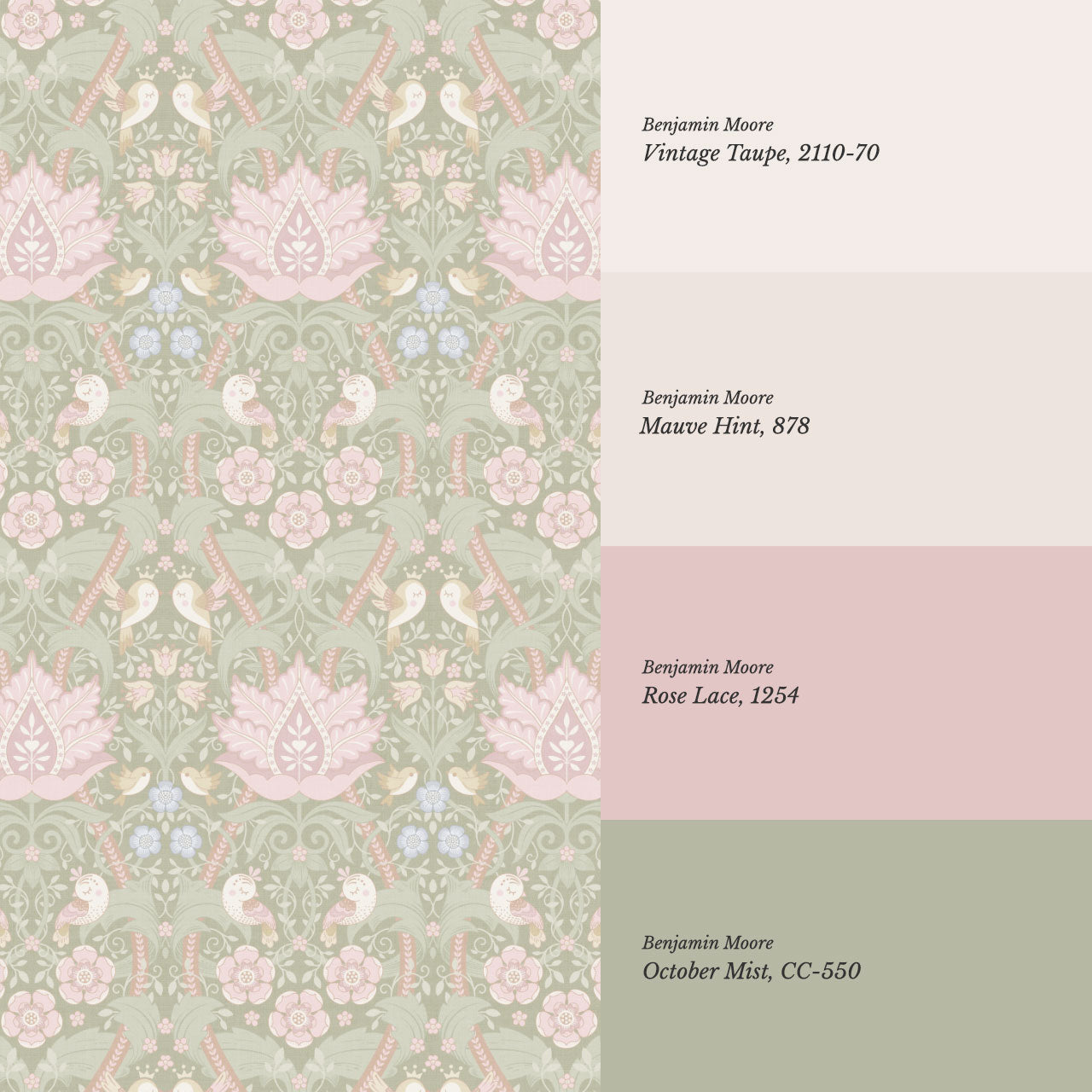 Isabelle Whispering Garden Sage Pastel Wallpaper