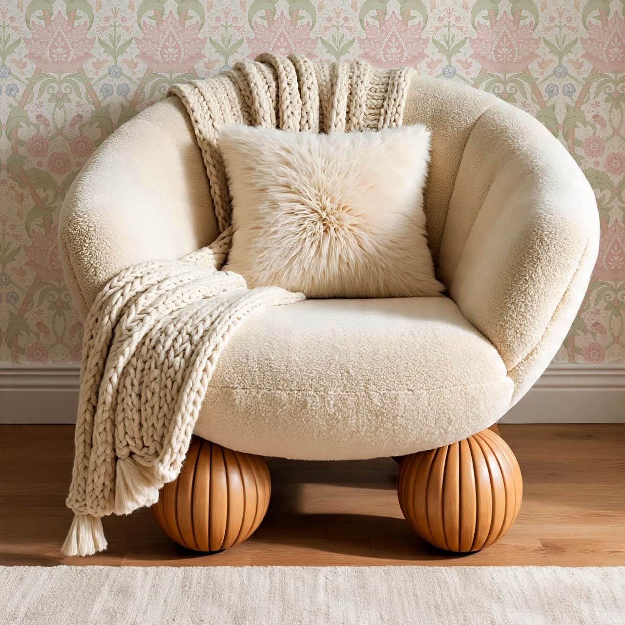 Isabelle Whispering Garden Cream Blush Wallpaper