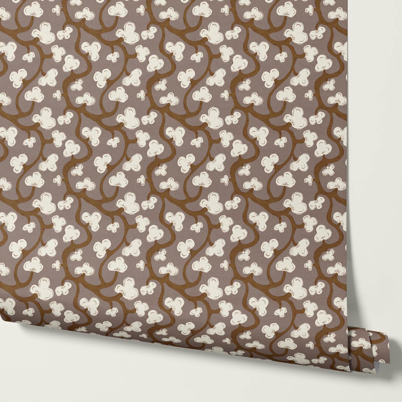 Isadora Chunky Botanical Vines Chocolate Cream Wallpaper