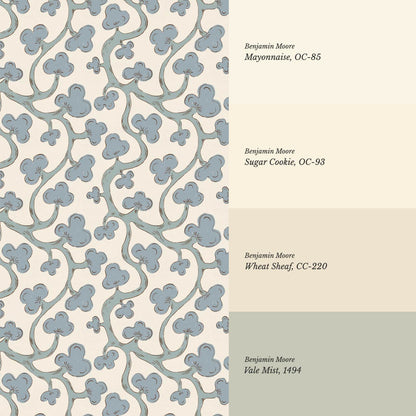 Isadora Chunky Botanical Vines Sea Glass Cream Wallpaper