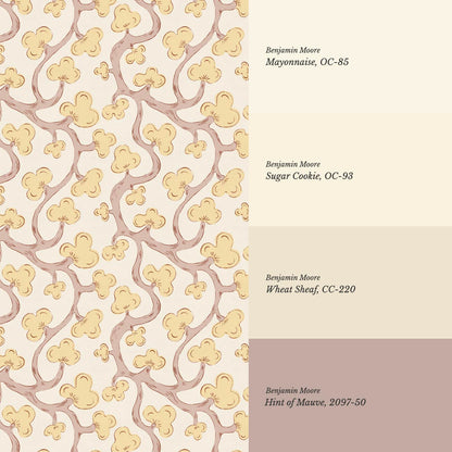 Isadora Chunky Botanical Vines Rose Dust Honey Wallpaper