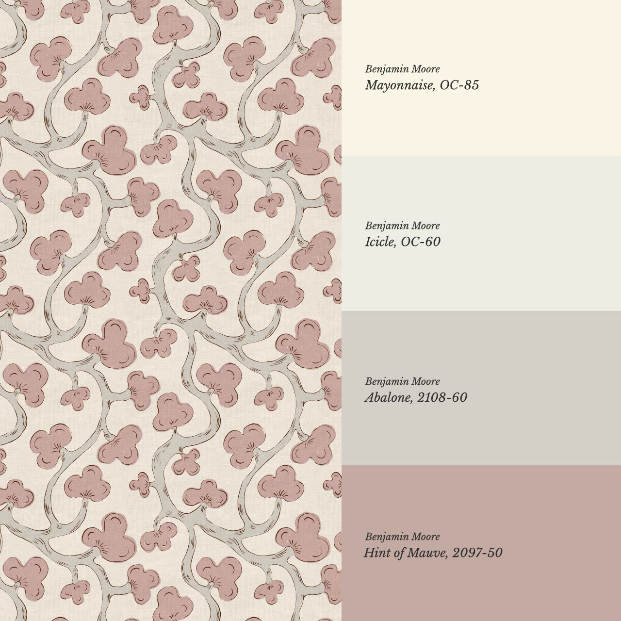 Isadora Chunky Botanical Vines Mauve Beige Wallpaper