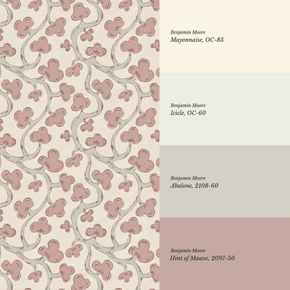 Isadora Chunky Botanical Vines Mauve Beige Wallpaper