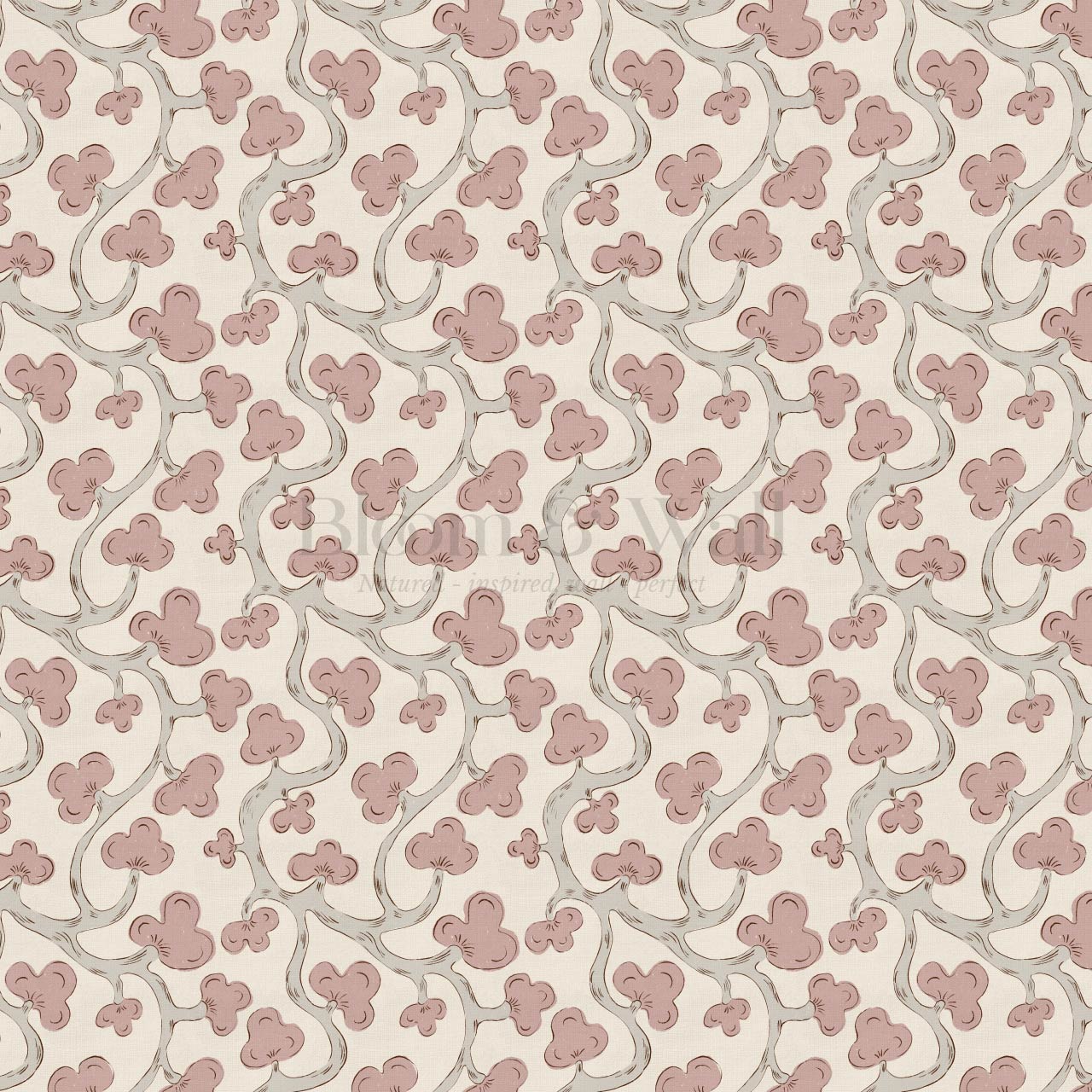 Isadora Chunky Botanical Vines Mauve Beige Wallpaper