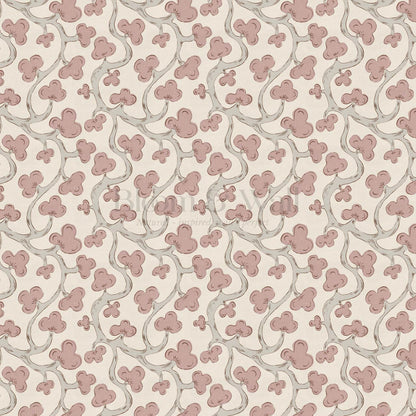 Isadora Chunky Botanical Vines Mauve Beige Wallpaper