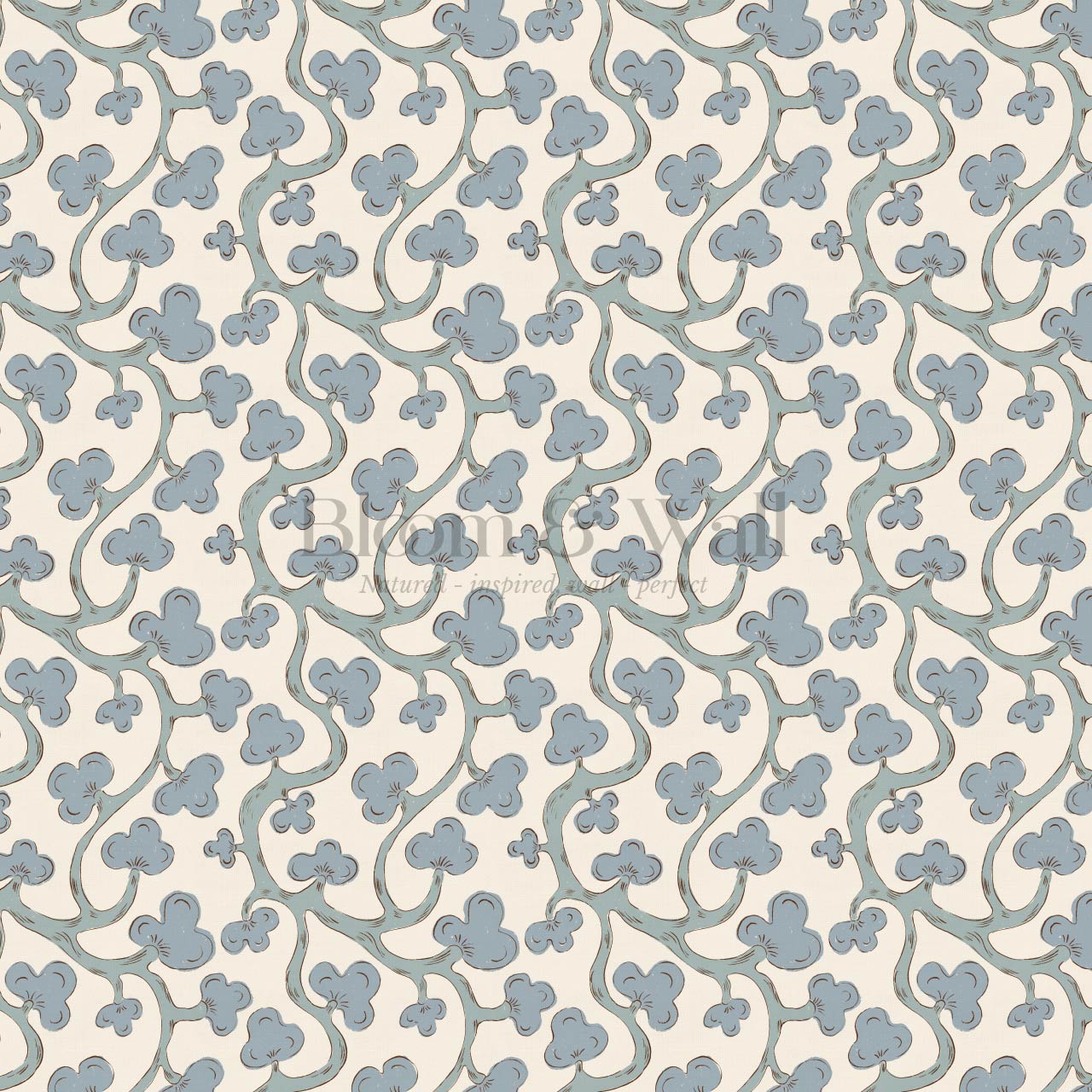 Isadora Chunky Botanical Vines Sea Glass Cream Wallpaper