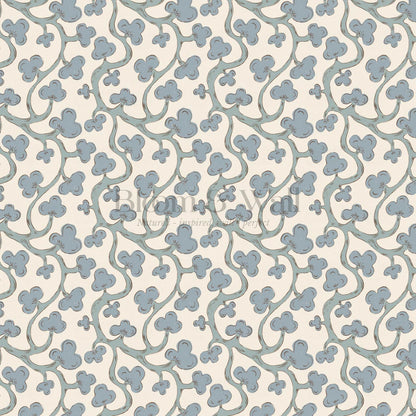 Isadora Chunky Botanical Vines Sea Glass Cream Wallpaper