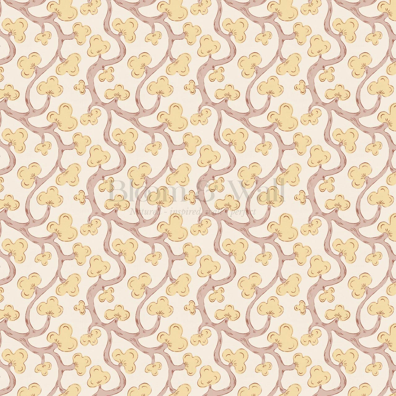 Isadora Chunky Botanical Vines Rose Dust Honey Wallpaper