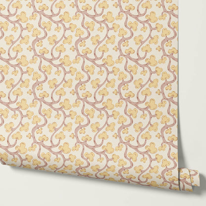 Isadora Chunky Botanical Vines Rose Dust Honey Wallpaper