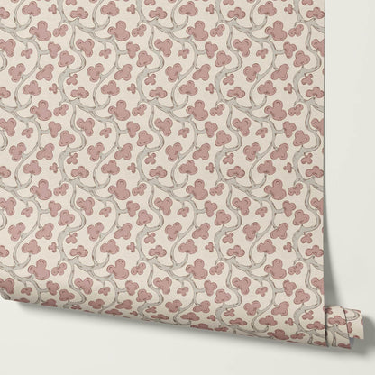 Isadora Chunky Botanical Vines Mauve Beige Wallpaper