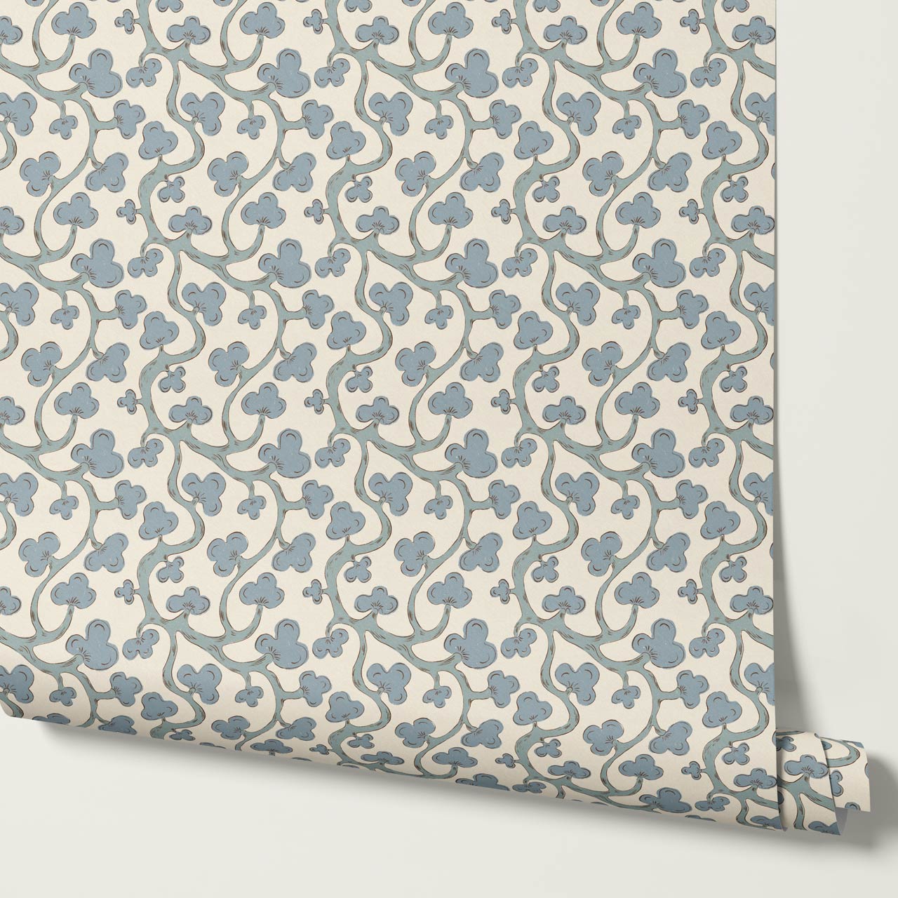 Isadora Chunky Botanical Vines Sea Glass Cream Wallpaper