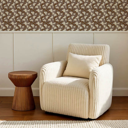 Isadora Chunky Botanical Vines Chocolate Cream Wallpaper