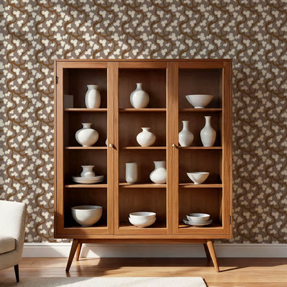 Isadora Chunky Botanical Vines Chocolate Cream Wallpaper