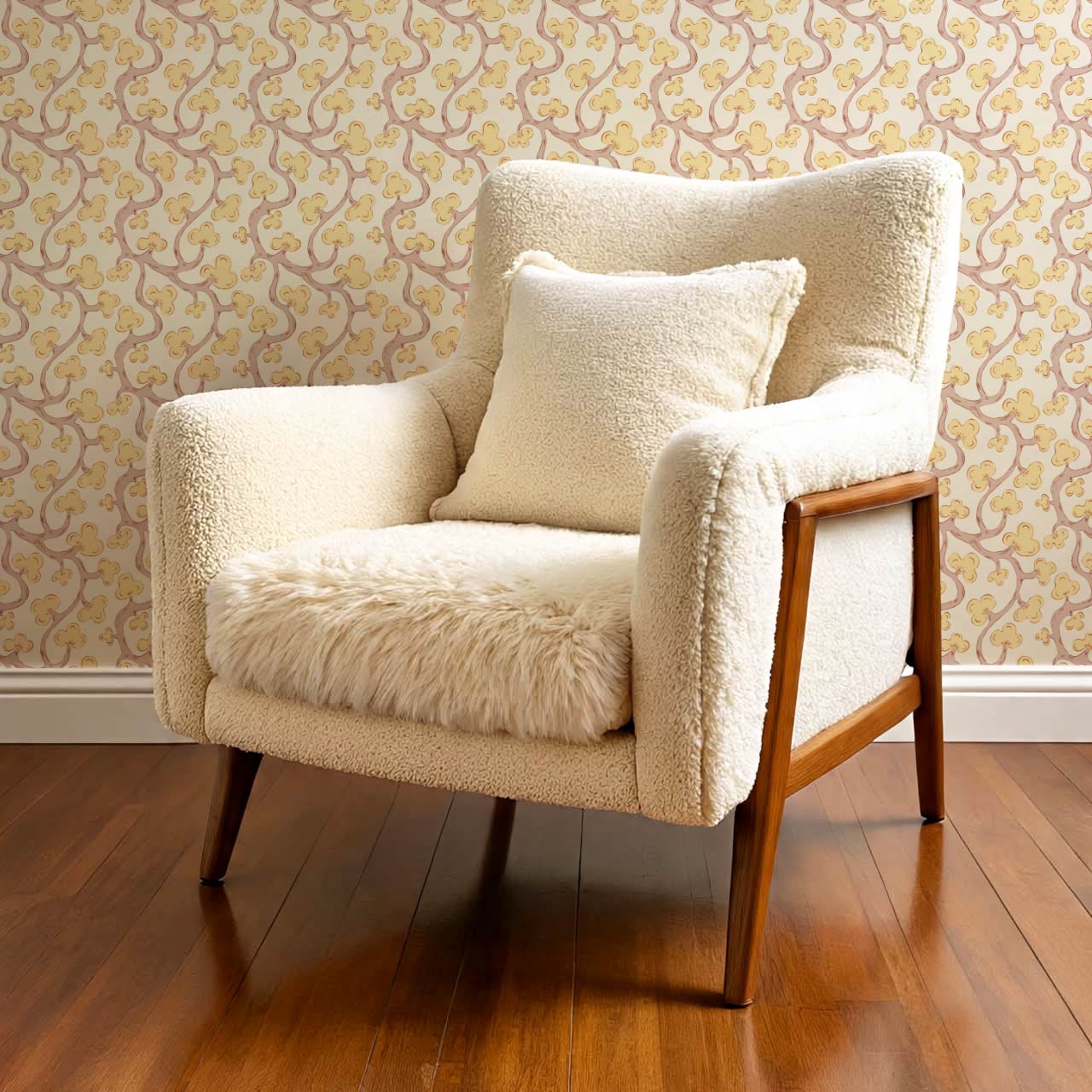 Isadora Chunky Botanical Vines Rose Dust Honey Wallpaper