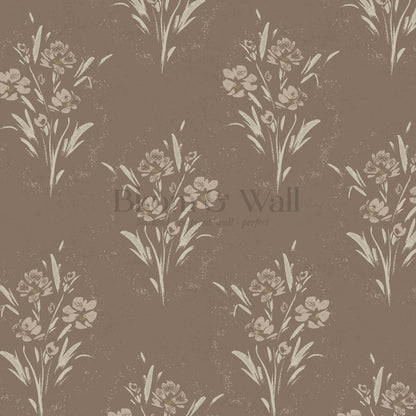Isla Garden Florals Brown Sand Wallpaper