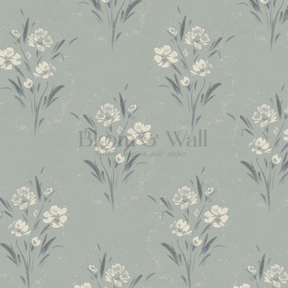Isla Garden Florals Sea Glass Wallpaper