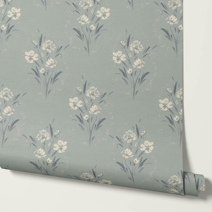 Isla Garden Florals Sea Glass Wallpaper