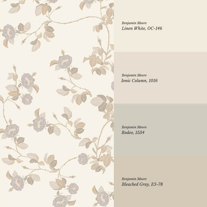 Isolde Wild Rose Neutral Tan Wallpaper