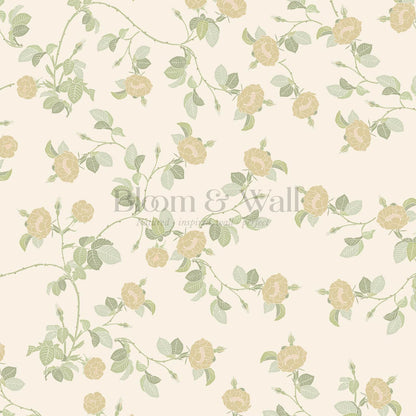Isolde Wild Rose Gold Butter Wallpaper