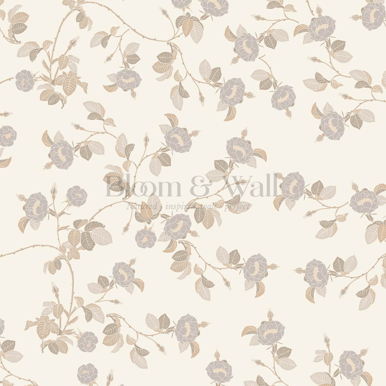 Isolde Wild Rose Neutral Tan Wallpaper