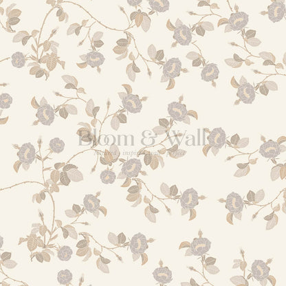 Isolde Wild Rose Neutral Tan Wallpaper