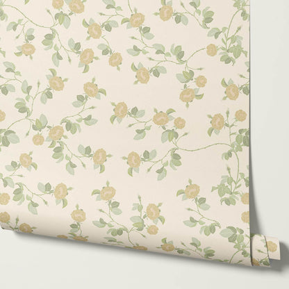 Isolde Wild Rose Gold Butter Wallpaper