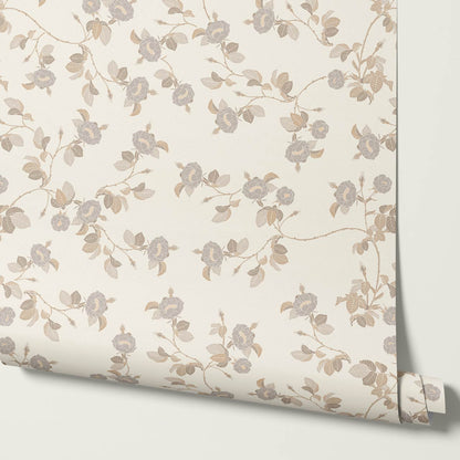 Isolde Wild Rose Neutral Tan Wallpaper