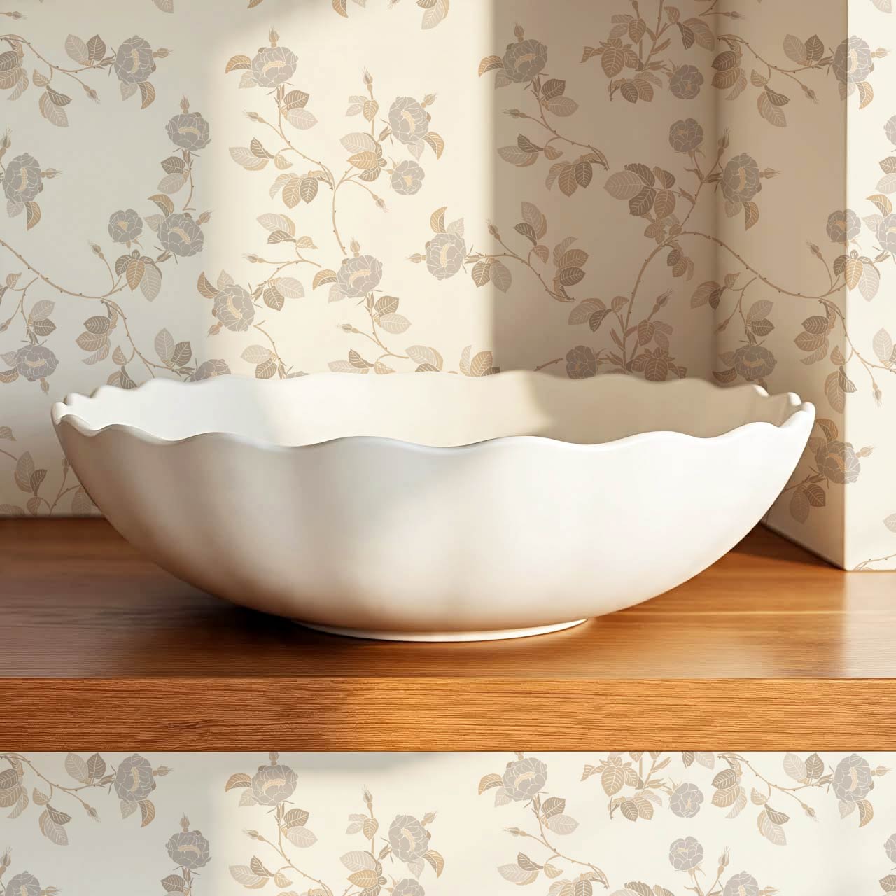 Isolde Wild Rose Neutral Tan Wallpaper