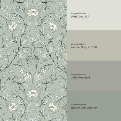 Ivara Botanical Filigree Lace Sage Cream Wallpaper