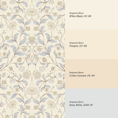 Ivara Botanical Filigree Lace Sky Butter Wallpaper