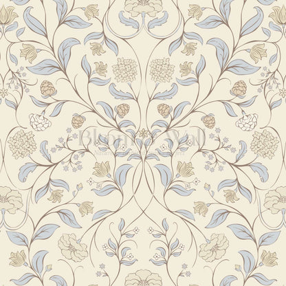 Ivara Botanical Filigree Lace Sky Butter Wallpaper