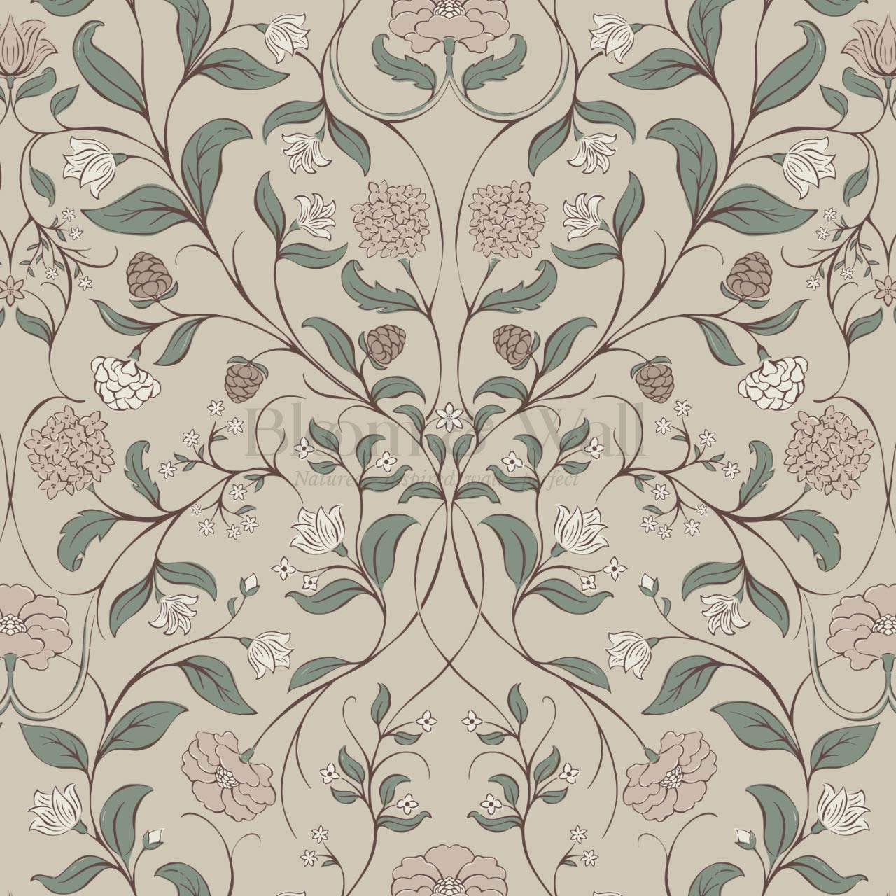 Ivara Botanical Filigree Lace Taupe Forest Wallpaper